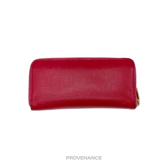 🔴 Saint Laurent Paris SLP Logo Long Wallet - Pink Leather - Picture 2 of 9